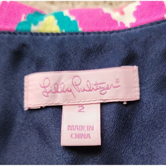 Lilly Pulitzer Sherlyn Dress Hearts A Flutter Chevron Sleeveless Pink Size 2 - Picture 8 of 14